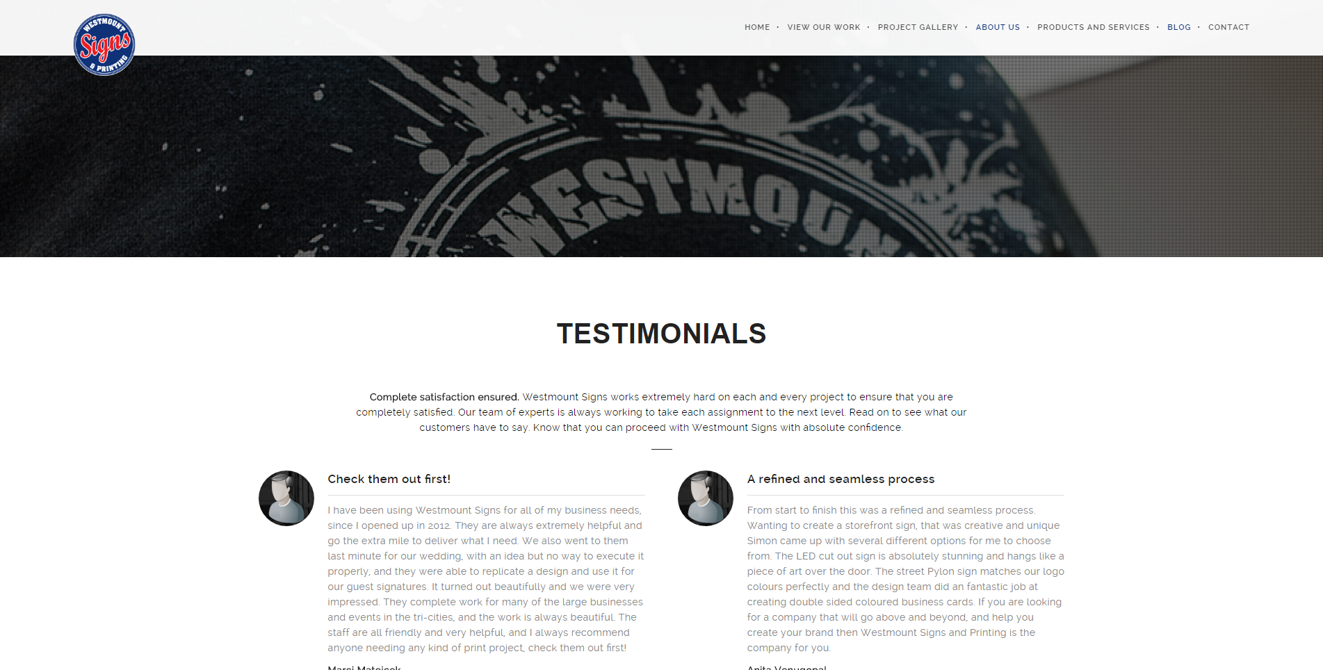 Westmount Signs testimonials build trust